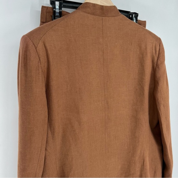 Vintage Linen Brown Gold Hardware Emblem Suit Blazer and Slacks - Picture 4 of 16